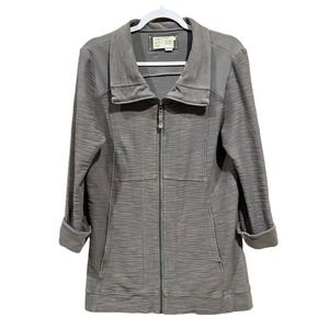 Anthropologie Saturday Sunday Quinn Full Zip Jacket in Gray Size L Tie Back